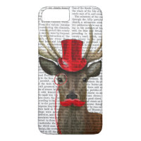 Cerf avec chapeau rouge et moustache