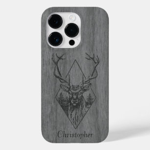 Coque Pour iPhone 14 Pro Cerf - bois gravé - bois
