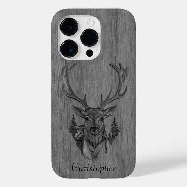 Coques Case-Mate iPhone Cerf - bois gravé - bois (Verso)