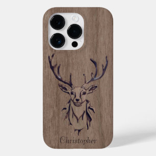 Coque Pour iPhone 14 Pro Cerf - bois gravé - bois
