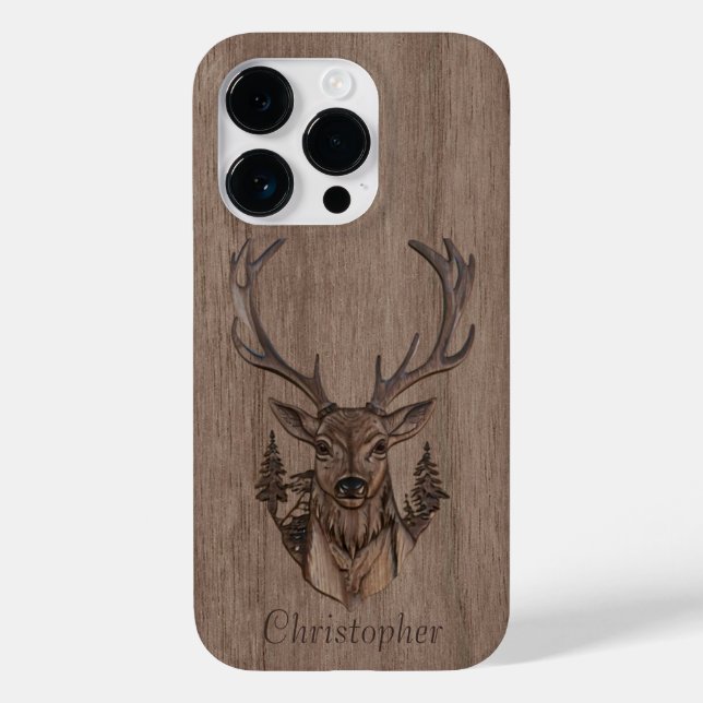 Coques Case-Mate iPhone Cerf - bois gravé - bois (Verso)