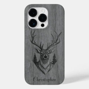 Coque Pour iPhone 14 Pro Cerf - bois gravé - bois