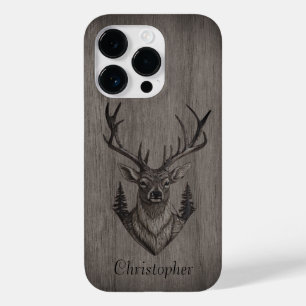 Coque Pour iPhone 14 Pro Cerf - Bois gravé - Bois personnalisé