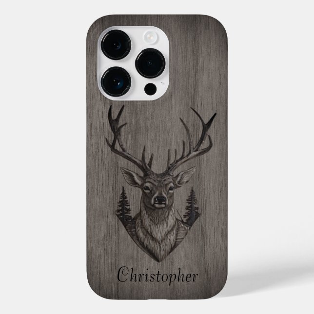 Coques Case-Mate iPhone Cerf - Bois gravé - Bois personnalisé (Verso)