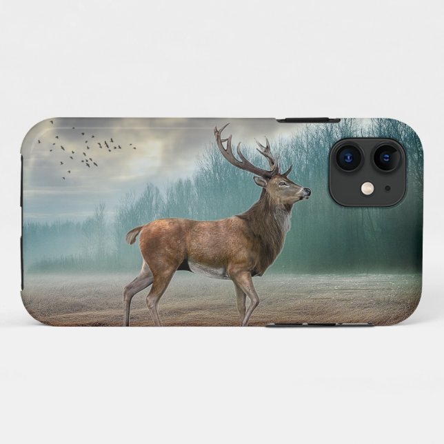 Coques Case-Mate iPhone Cerf Lone Dans La Forêt Misty (Dos (Horizontal))