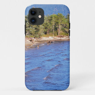 Coque iPhone 11 Cerfs communs dans la baie de Nehalem - parc