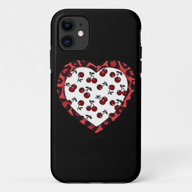 Coques Case-Mate iPhone Cerises RAB Empreinte de léopard Heart Rockabilly (Dos)