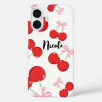Cerises Rouges avec Ruban Rose Coquette Cottage Ch