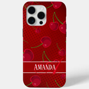 Coque iPhone 15 Pro Max Cerises rouges brillantes