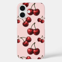 Cerises Rouges Brillantes Rose Rétro