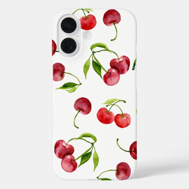 Coques Case-Mate iPhone Cerises rouges mignonnes d'aquarelle (Verso)