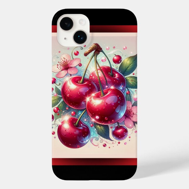 Coques Case-Mate iPhone Cerises Rouges Mignonnes Floral Féminin Rose (Verso)