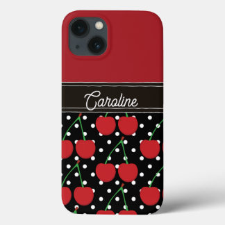 Case-Mate iPhone Case cerisier rouge noir pois vintage personnalisé