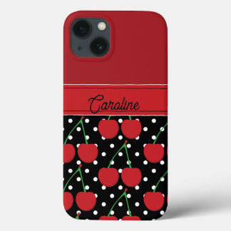 Case-Mate iPhone Case cerisier rouge noir pois vintage personnalisé
