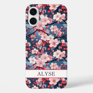 Coques iPhone 16 Plus Cerisiers en Fleurs Sakura Japonais Monogrammés