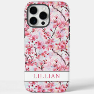 Coques iPhone 16 Pro Max Cerisiers Fleuris Sakura Monogramme