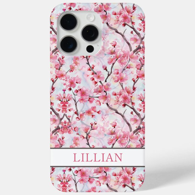 Coques Case-Mate iPhone Cerisiers Fleuris Sakura Monogramme (Verso)