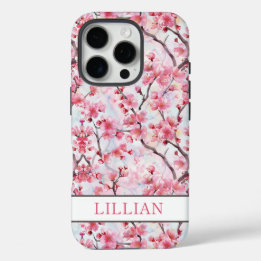Coques iPhone 16 Pro Cerisiers Fleuris Sakura Monogrammés