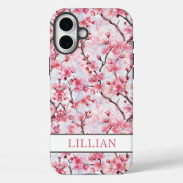 Coques iPhone 16 Plus Cerisiers Fleurs de Sakura Monogramme