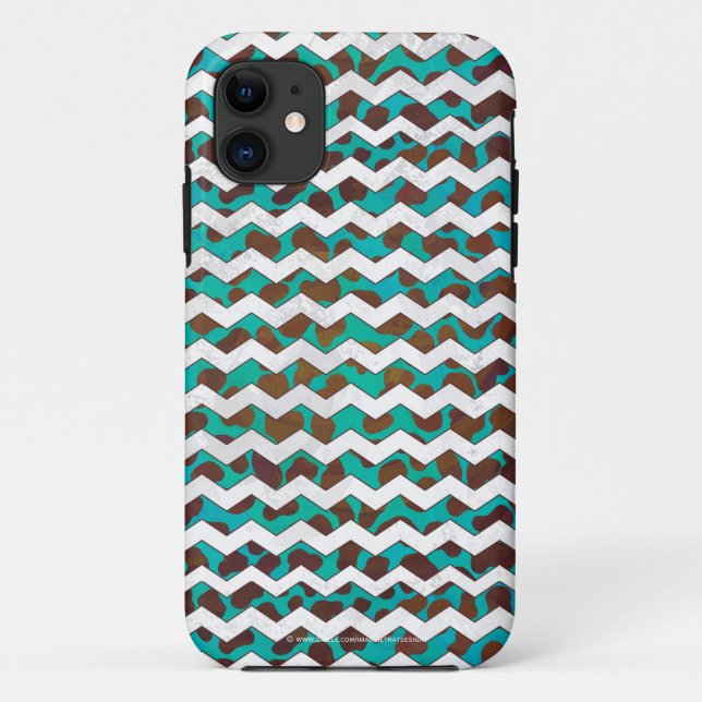 Coques Case-Mate iPhone Cevron Dalmatien Brown et Turquoise (Dos)