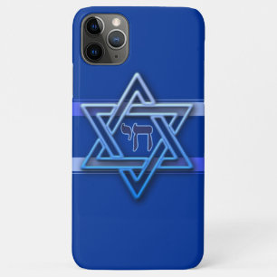 Etui iPhone Case-Mate Chai étoile de David en hébreu bleu et blanc