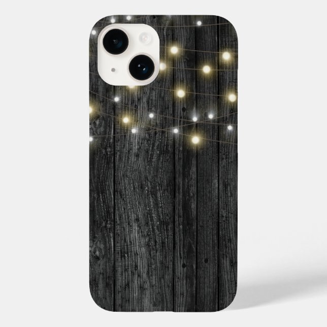 Coques Case-Mate iPhone Chaîne de lumière sur bois noir (Verso)
