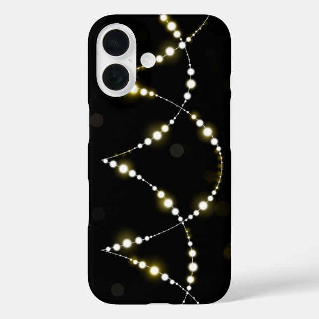 Coques Case-Mate iPhone Chaîne de lumières brillantes sur noir (Verso)