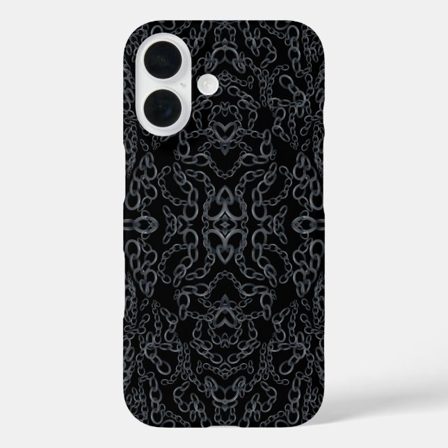 Coques Case-Mate iPhone Chained Abstract Mirrored Image Gray On Black Art (Verso)