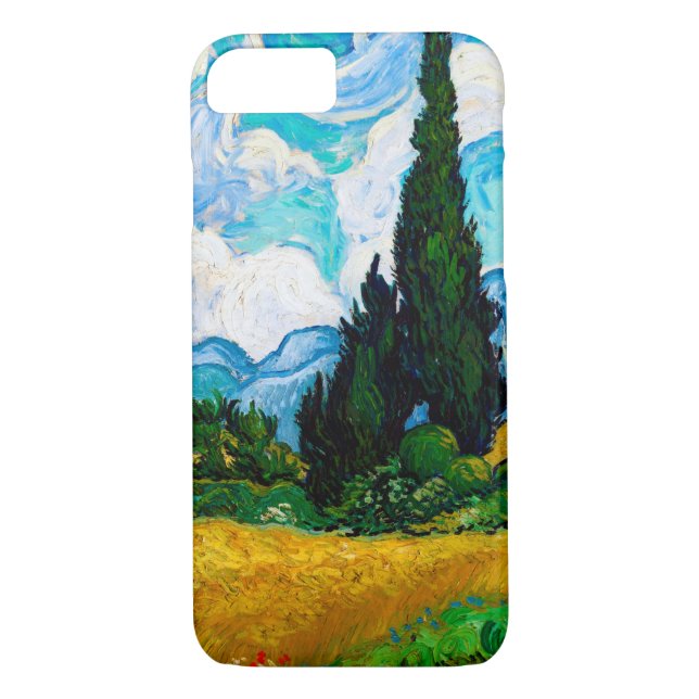 Coques Case-Mate iPhone Champ de blé avec Cyprès, Van Gogh (Dos)