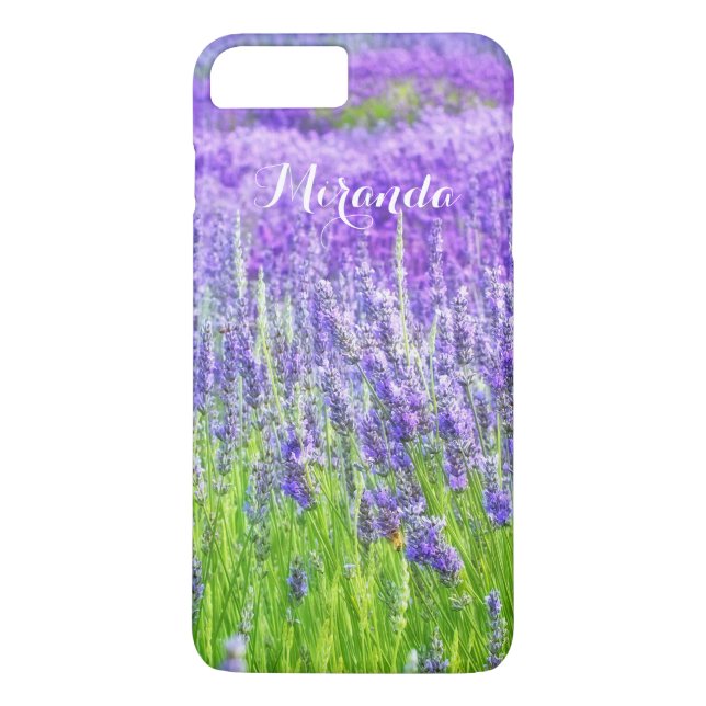 Coques Case-Mate iPhone Champ de fleurs de lavande violet personnalisé (Dos)