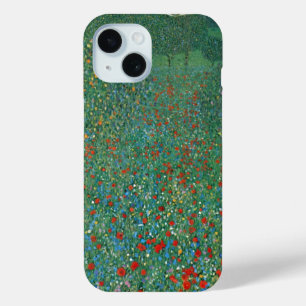 Coque Pour iPhone 15 Champ de pavot par Gustav Klimt, Art Nouveau Vinta