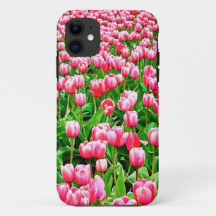 Coque iPhone 11 Champ des tulipes roses