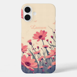 Coques iPhone 16 Plus Champ floral rose doux