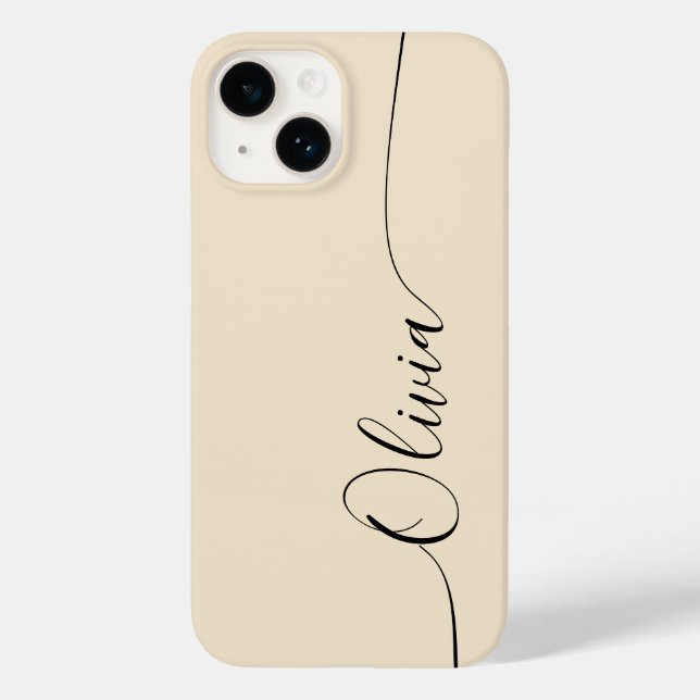 Coques Case-Mate iPhone Champagne Élégant Calligraphie Script Nom (Verso)