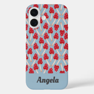 Coque Pour iPhone 16 Champignon Rouge - Bleu