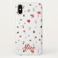 Champignons automne doux motif_blanc