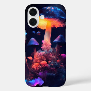 Coque Pour iPhone 16 Champignons et fleurs
