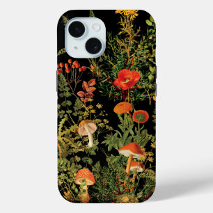 Coque Pour iPhone 15 Champignons forestiers Fleur sauvage vintages