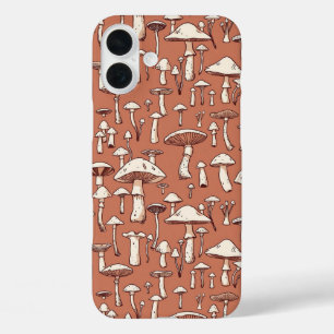 Coques iPhone 16 Plus Champignons Imprimer sur Terracotta Brown