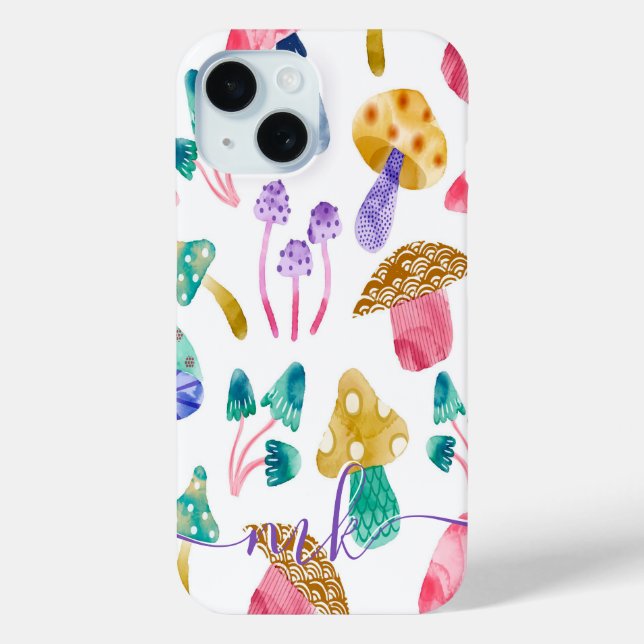 Coques Case-Mate iPhone Champignons mignons à l'aquarelle (Verso)