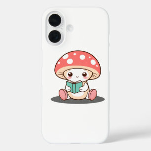 Coque Pour iPhone 16 Champignons timides tenant un livre