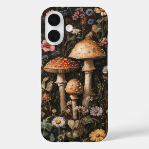 Coque Pour iPhone 16 Champignons Whimsical et Botanique Fleur sauvage