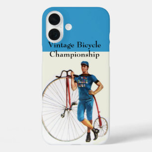 iPhone 16 Plus Case Championnat vintage de cyclisme, Bleu Blanc