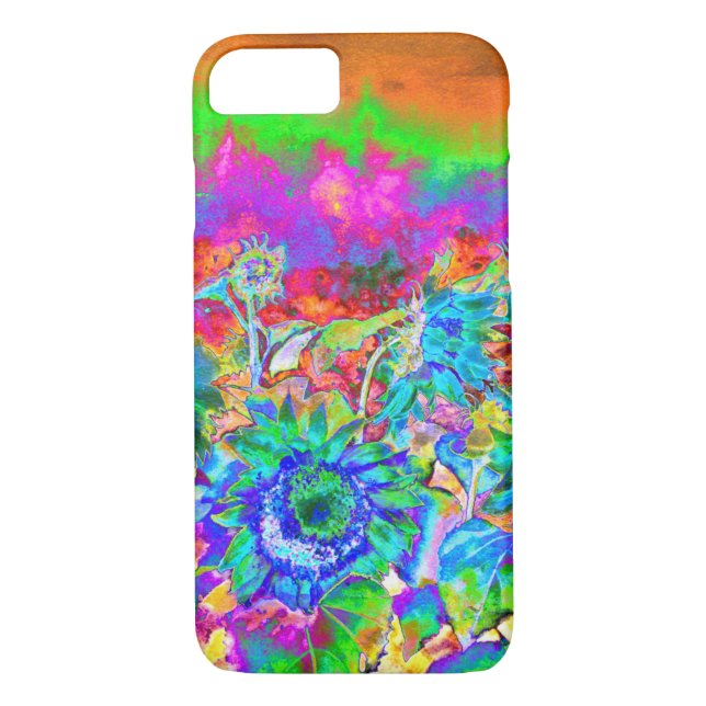 Coques Case-Mate iPhone Champs de tournesol - bleu (Dos)