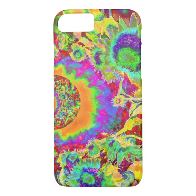 Coques Case-Mate iPhone Champs de tournesol d'aquarelle rétro élégant (Dos)