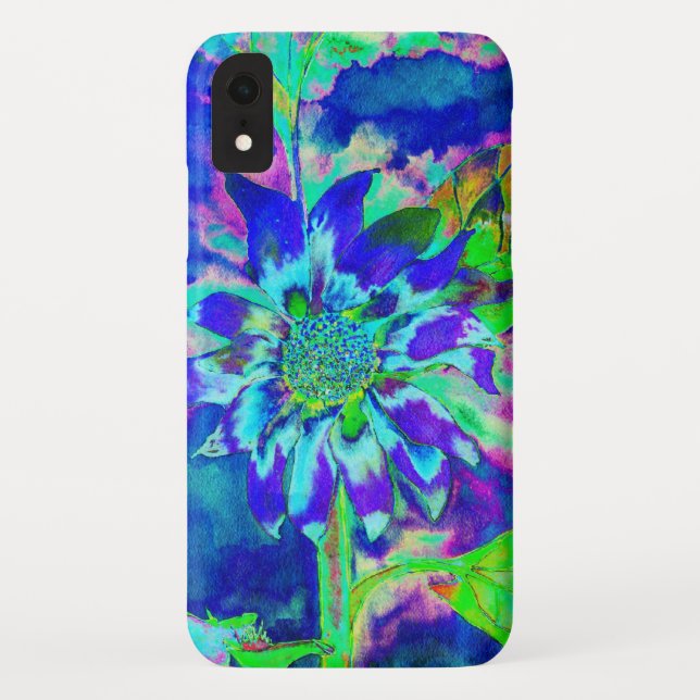 Coques Case-Mate iPhone Champs de tournesol - tournesol turquoise (Dos)