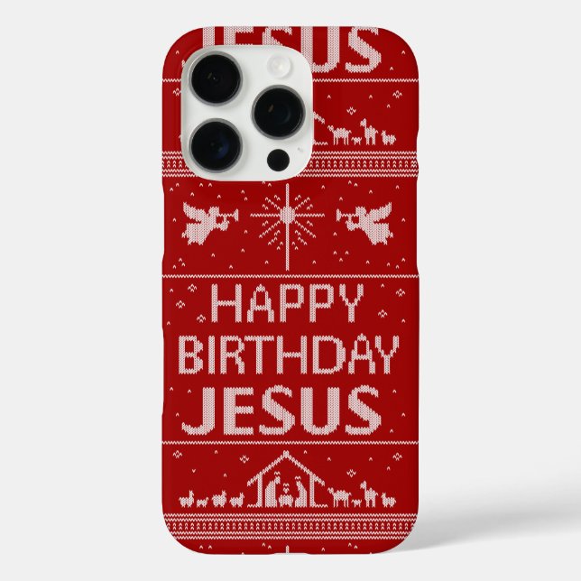 Coques Case-Mate iPhone Chandail de Noël Joyeux anniversaire Jésus Religie (Verso)