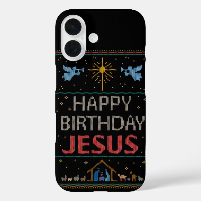 Coques Case-Mate iPhone Chandail de Noël moche - Joyeux anniversaire Jésus (Verso)