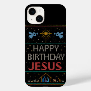 Coque Pour iPhone 14 Chandail de Noël moche - Joyeux anniversaire Jésus