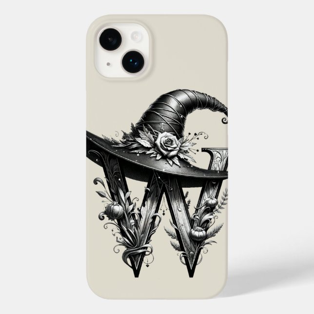 Coques Case-Mate iPhone Chapeau de sorcière noir lettre W personnalisée in (Verso)